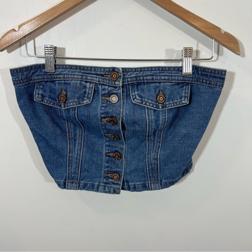 Sincerely Jules Denim Button-Up Bustier Top | Size S